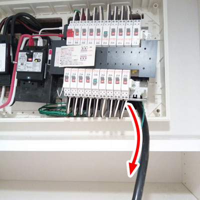 分電盤まで配線通ったの図