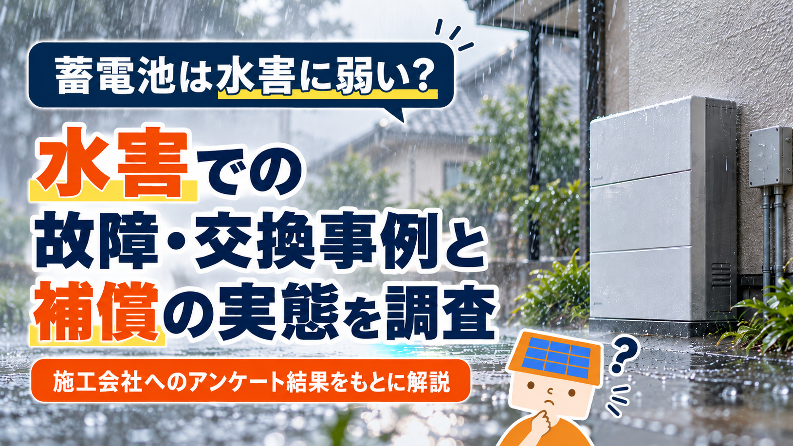 蓄電池は水害・浸水するとどうなる？施工会社62社への調査でわかった被害実態と水害対策